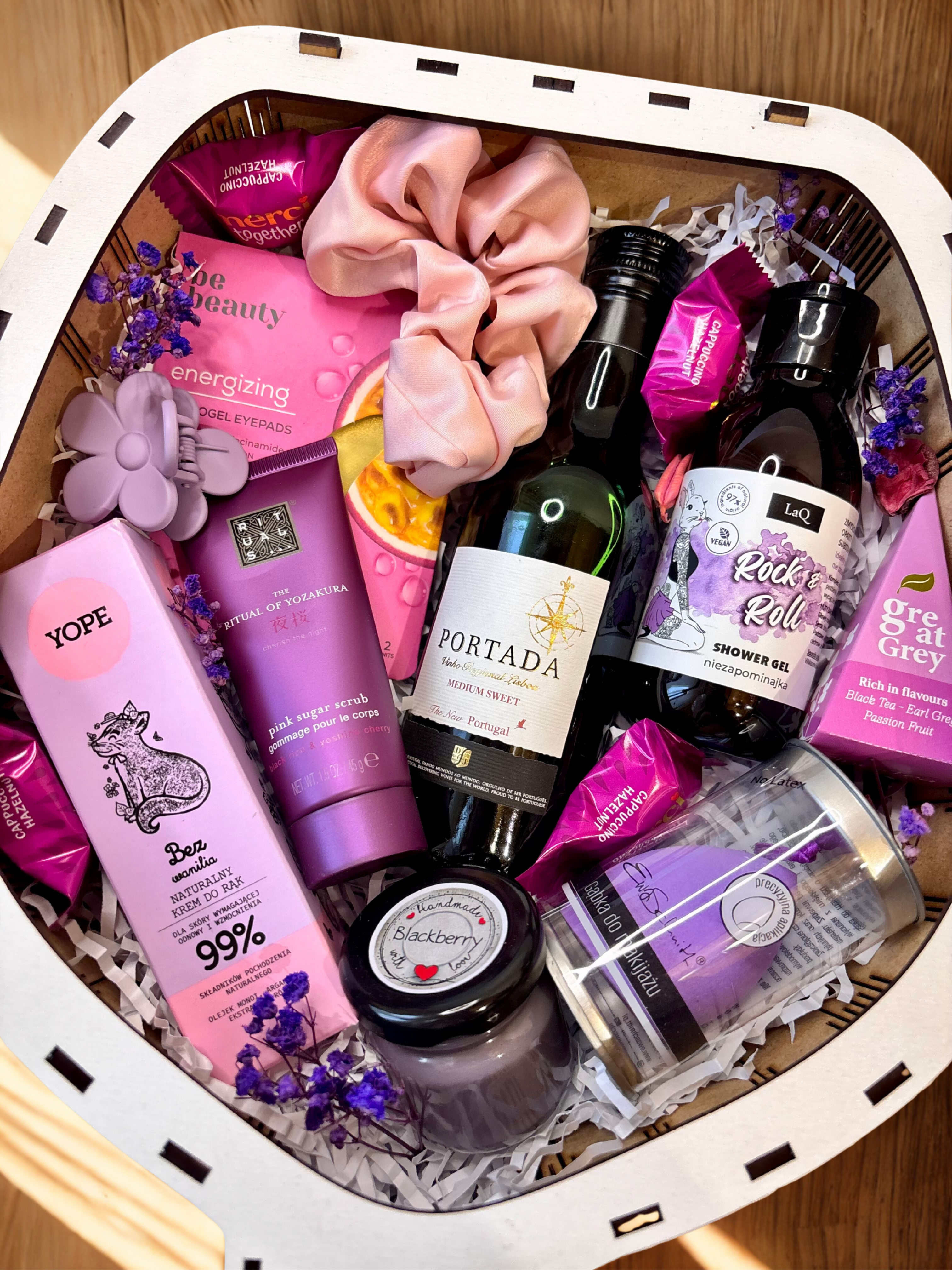 Drewniany box w kształcie kieliszka Purple