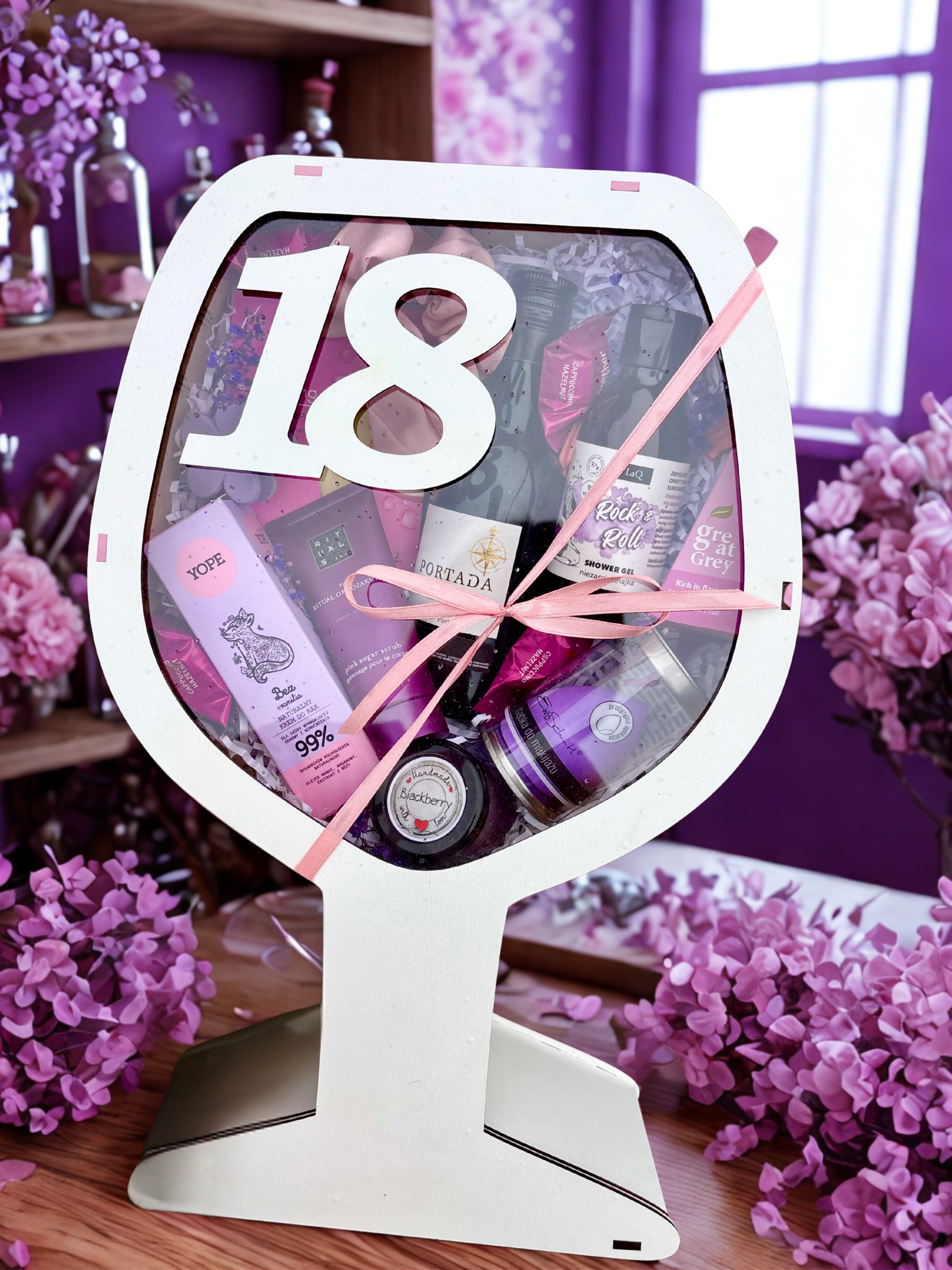 Drewniany box w kształcie kieliszka Purple