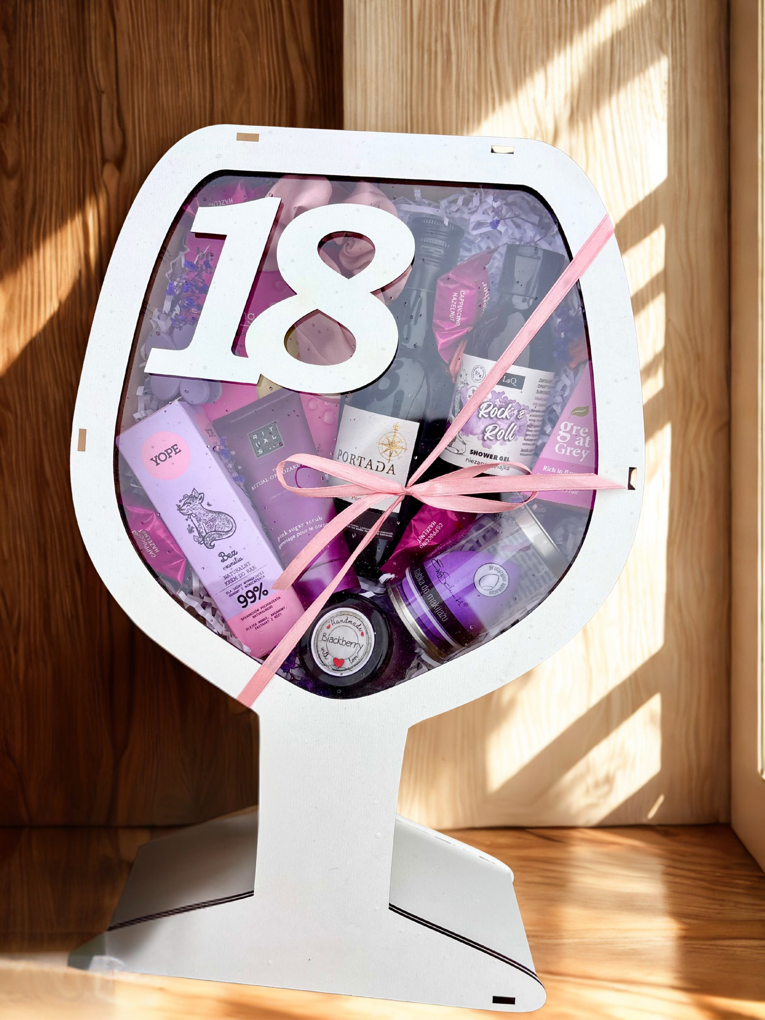 Drewniany box w kształcie kieliszka Purple